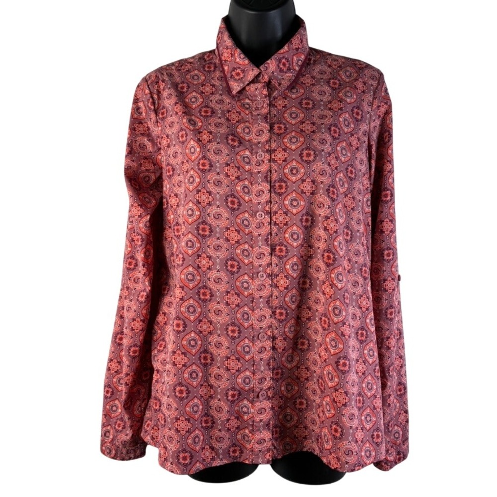 Sherpa Adventure Gear Pink Mandala UPF 50+ Hiking Button Down Shirt Womens Small